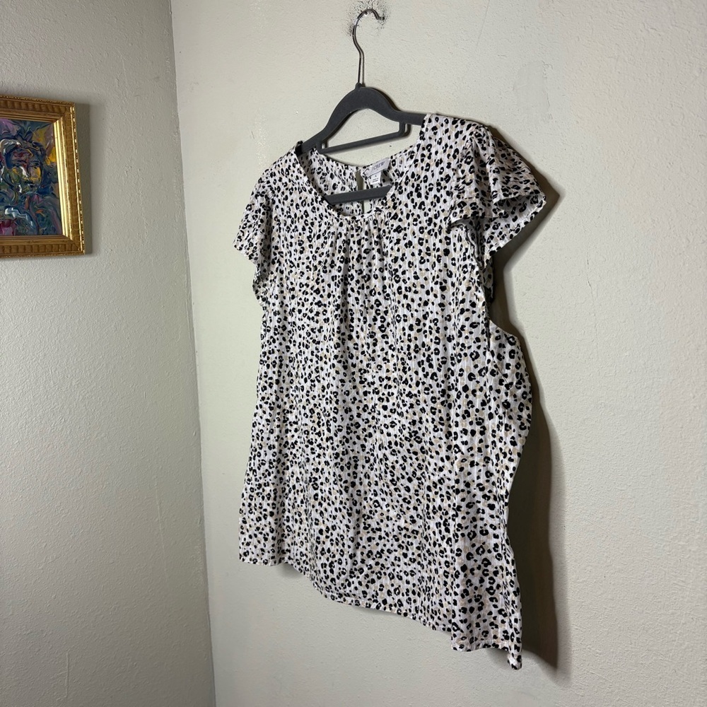 J. Crew Black and White Animal Print Patterned Blouse Large - Picture 2 of 7